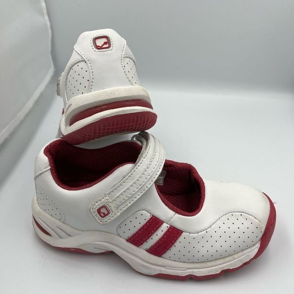 Stride Rite Other - Toddler Stride Rite Sporty Mary Jane Shoes White & Pink Suede Stripes 9.5 Wide